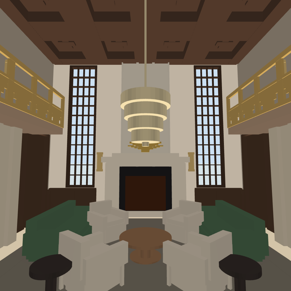 3D reconstruction of a double-height living room made with the Floorplan Agent Skill